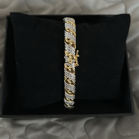 Gold and Diamond Tennis Bracelet 7.5” - Picture 3 of 6